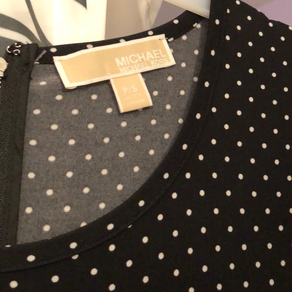 Michael Kors Black and White Polka Dot Sleeveless Dress